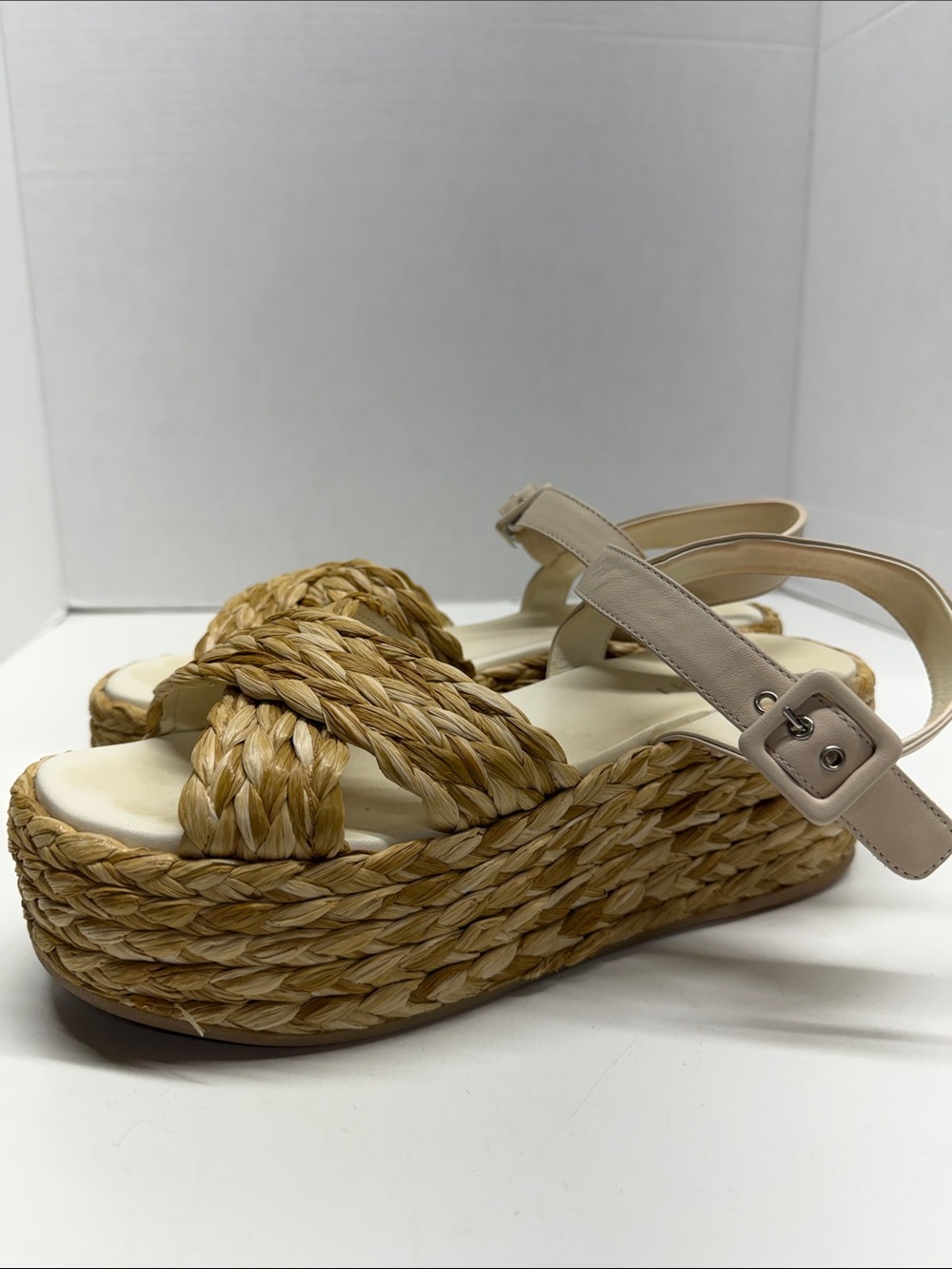M Gemi The Tessa Platform Sandal Espadrille Open Toe Shoes Braided Raffia 40  9